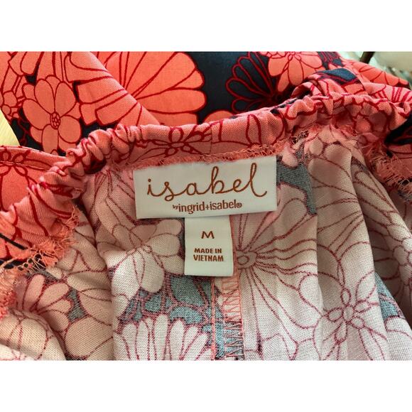 Isabel by Ingrid & Isabel Pink Floral Sleeveless Tie Back Maxi Dress M Boho - Picture 8 of 9